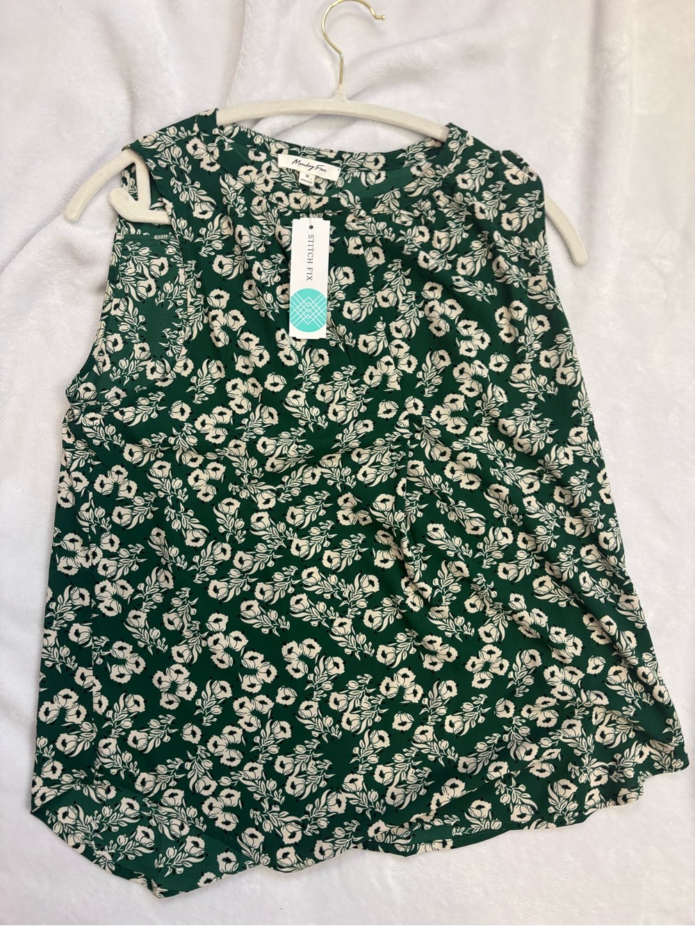 Sleeveless Green Floral Blouse by Stitch Fix